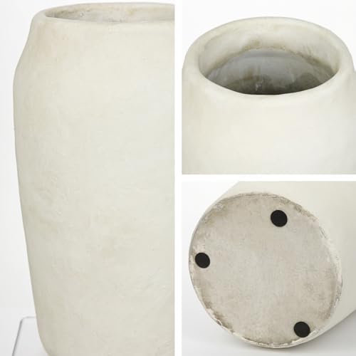 Briful 12'' Large Ceramic Rustic Vases Shabby Vintage Textured, 4.36'' Wide Mouth Pampas Vase for Fake Flowers Branches, Farmhouse Home Décor, Weddings Shelf Table Decor,Beige - Image 4