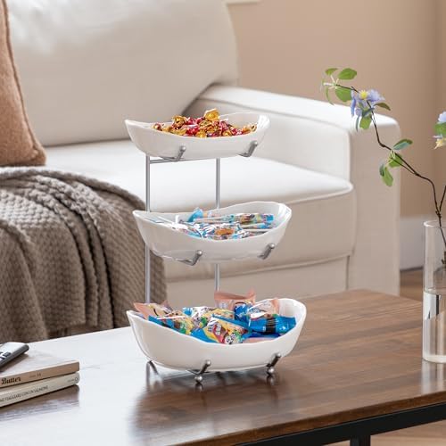 HBlife 3 Tier Fruit Bowl, Ceramic Fruit Basket for Kitchen Counter - Image 5