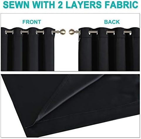 NICETOWN Black Blackout Curtains for Nursery 42" Wide x 72" Long 2 Panels - Image 5
