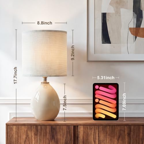 Dawnwake 17.7" Ceramic Table Lamps Set of 2 for Living Room Bedroom, Cream - Image 6