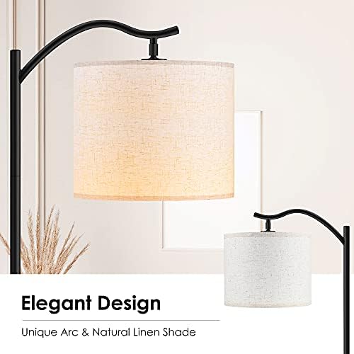 BoostArea Floor Lamp for Living Room,LED Arched Floor Lamps,Modern Standing Lamp with Beige Linen Shade,Footswitch,Mid Century Floor Lamp for Bedrooms,Study Room,Office(Bulb Not Incl) - Image 3