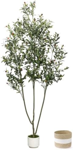 Artificial Olive Tree 7FT with Planter&Cotton Basket by LuceAlberi