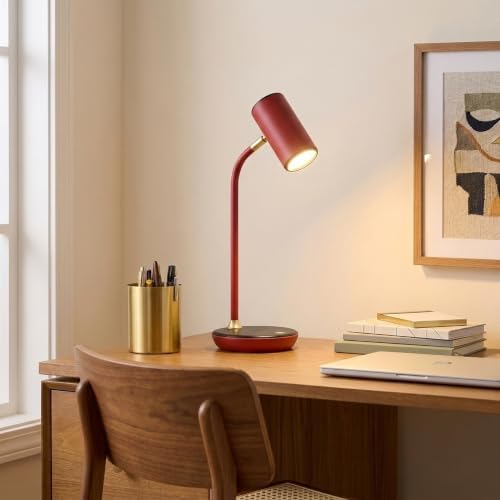 Brightech Ezra Office Desk Lamp – Wireless Charging Pad and Temperature Changing Light Options – Living Room Table Lamp for Mid-Century, Art Deco, Contemporary Décor - Red - Image 4