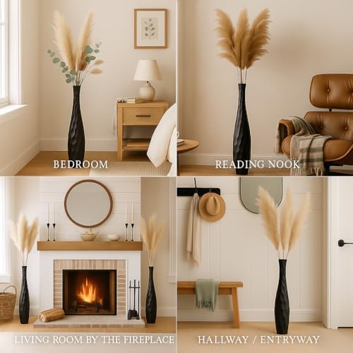 Leewadee Large Floor Vase 26 inches Mango Wood for Pampas Grass, Dried Flowers - Image 4