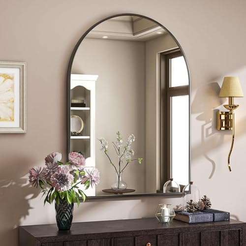 VooBang Arched Wall Mirror, 30 x 38 inch Arch Bathroom Mirror Black - Image 3