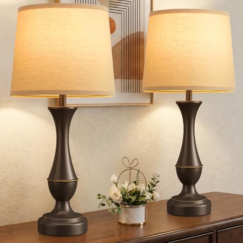 Touch Lamps for Nightstand, 3 Way Dimmable Lamps for Bedroom with USB C+A by SeealleLighting