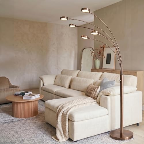 Brightech Orion Arc Floor Lamp for Living Room, Tree Floor Lamp with 5 Adjustable Arms, Multi-Head Standing Lamp with Flexible Rotating LED Lights for Bedroom, Dorm - Bright Hanging Lighting - Bronze - Image 5