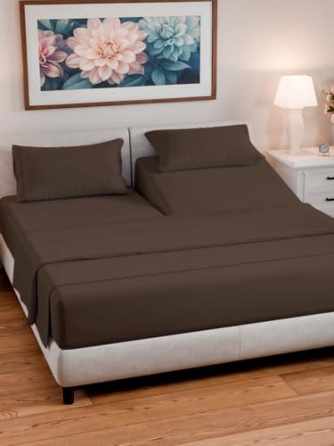 Flex Top Split Head King 4 Piece Sheet Set - Ultra-Soft, Breathable - Brown - Image 2