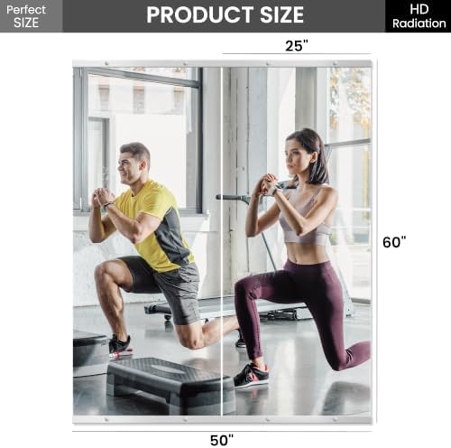 Home Gym Mirror for Wall, 60x25x2PCS Frameless Full Length Mirror, Silver - Image 6