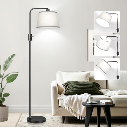 【Upgraded】 Dimmable Floor Lamp, 1000 Lumens LED Edison Bulb Included, Arc Floor Lamps for Living Room Modern Standing Lamp with Gray Shade, Tall Lamps for Living Room Bedroom Office Dining Room by Nintiue