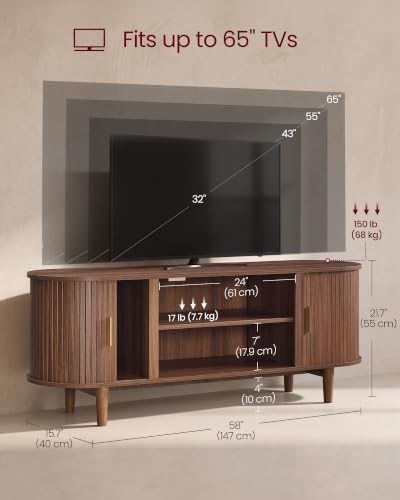VASAGLE 58 Inch TV Stand, Mid Century Entertainment Center with Storage - Image 5