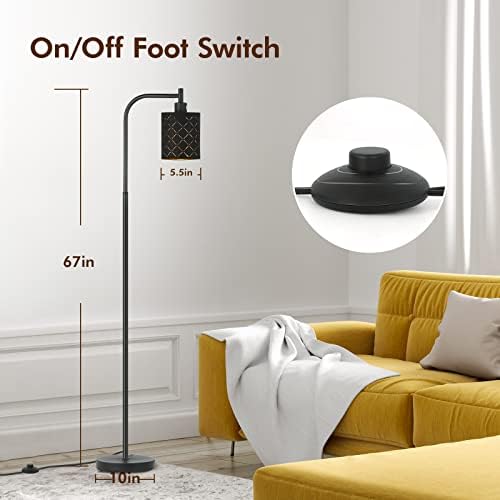Gothic Floor Lamp with Laser-Cutout Lampshade, LED Standing Lamp for Living Room & Bedroom, 67 Inch Black Arc Modern Farmhouse Lamp with Foot Switch, E26 Base Socket, Perfect for Magic Decor Lamps - Image 3