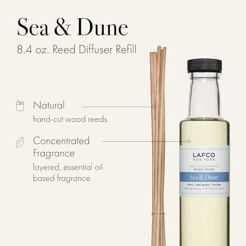 LAFCO New York Reed Diffuser Refill, Sea & Dune - 8.4 oz - Up to 4-Month Fragrance Life - Includes Natural Wood Reeds - Free of Dyes & Propellants - Made in the USA - Image 2