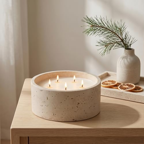 5-Wick Scented Candle-American Sandalwood,Soy Coconut Wax Blend Candle with Acacia Wood Lid,44oz Large Candle,55-Hour Long Burning,Aromatherapy Candle for Home Decor - Image 5