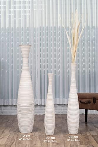 Leewadee Large Floor Vase 41 inches Mango Wood for Pampas Grass, Dried Flowers - Image 4
