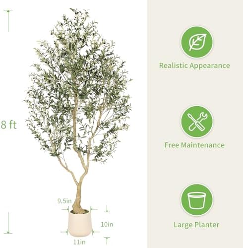 Realead 8ft Faux Olive Tree with Tall Exquisite Planter - Image 3