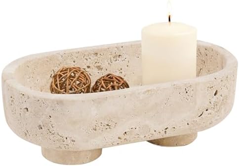 Radicaln Marble Oval Bowl with Stand 10" Decorative Bowl for Table Decor by RADICALn