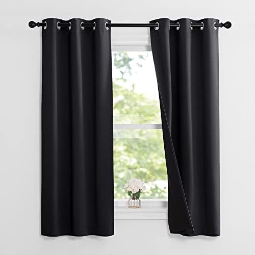 NICETOWN Black Blackout Curtains for Kids Room 37" Wide x 60" Long 2 Panels - Image 2