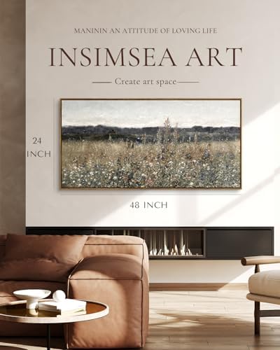 InSimSea Extra Large Framed Wall Art, Flower Meadow Prints, 24x48inch - Image 3