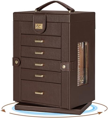 AKOZLIN 6-Tier Jewelry Box Organizer 5 Drawers Storage M-L Brown - Image 5