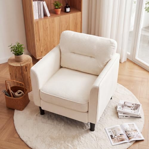 Kromax Accent Chair for Living Room, Comfy Upholstered Armchair, White - Image 6