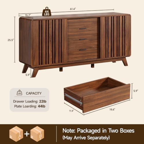 ONBRILL Sideboard Buffet Cabinet with Storage, Fluted Kitchen Cabinet - Image 2