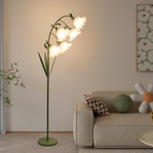 Flower Floor Lamp for Living Room, Arc Floor Lamp with 5 E26 LED Bulbs, Cute Green Floral Standing Lamp with 3 Color Modes, Foot Switch, Tall Modern Lamp for Kids Girls Bedrooms by Geciliaoran