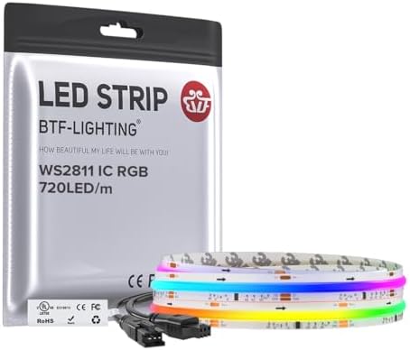BTF-LIGHTING 3.28FT WS2811 Smart IC RGB DC24V FCOB COB LED Strip Light by BTF-LIGHTING