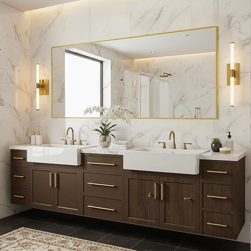 FICTOR Bathroom Vanity Mirror for Over Sink, 30" x 60", Gold - Image 7