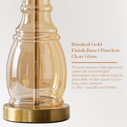 ROTTOGOON Glass Table Lamp Set of 2, Modern Table Lamps for Living Room Bedroom, Bedside Desk Lamps Vintage Nightstand Lamps with Linen Shades, 22", Champagne - Image 6