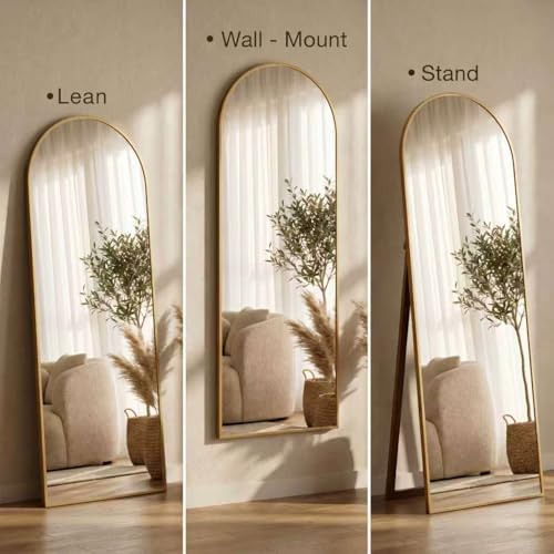 58"x19" Floor Mirror Full Length, Arched Full Length Mirror with Stand, Full Body Mirrors for Bedroom Living Room or Cloakroom Gold - Image 4