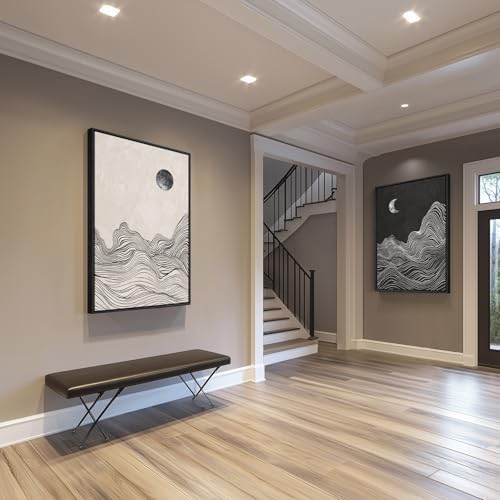 Large Framed Black White Abstract Wall Art for Living Room Set of 2, 24x36 - Image 4