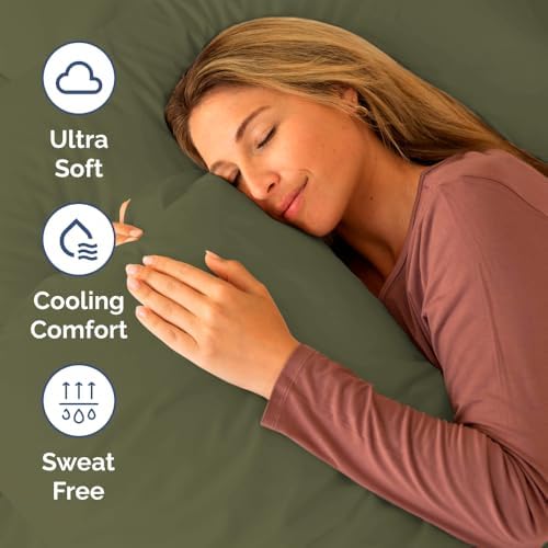 Short Queen Size 4 Piece Bed Sheet Set - RV Short Queen Sheets - Sage Green - Image 4