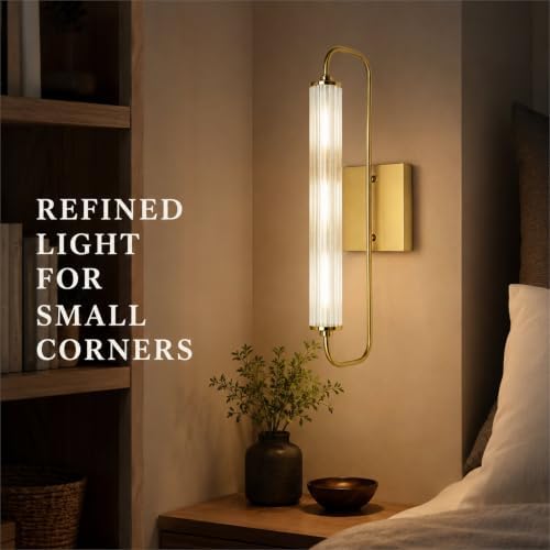 LIGHTLAND Gold Wall Sconce, 20.7 Inch Modern Metal and Acrylic Wall Light Fixture, Wall Lamp for Living Room Bedroom Hallway (Pack of 1) - Image 2