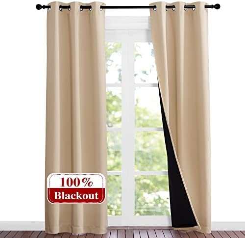 NICETOWN Biscotti Beige Curtains for Living Room 37" w x 84" L 2 Panels - Image 2