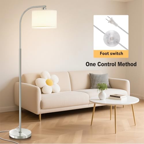 Tall Floor Lamp for Living Room,65'' Modern Standing Lamps Dimmable with Fabric Shade (Silver-3color) - Image 3