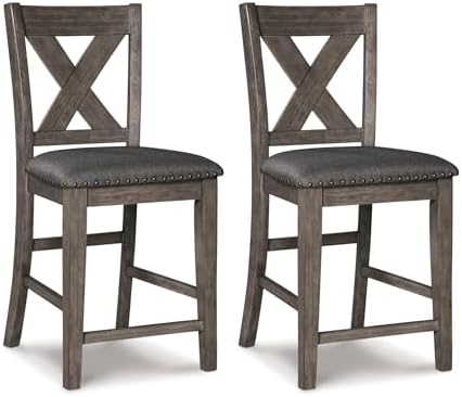 Signature Design by Ashley Caitbrook X-Back Bar Stools Set of 2, Gray by Unknown