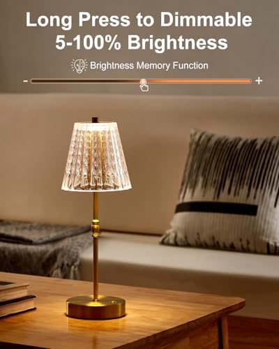 Cordless Crystal Lamp Battery Operated Touch Dimming 5000mAh Table Lamps - Image 2