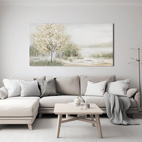 Green Wall Art Modern Nature Wall Art Canvas Art Wall Decor Spring Scene Wall Art Decor Artwork Large Wall Art Prints for Room Living Room Bedroom Office Decor 24X48 inch - Image 2