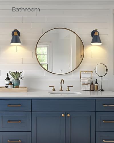 FEMILA Modern Wall Sconces Set of 2, 1-Light Wall Lighting Bathroom Sconces Single Vanity Light, Hammered Metal Shade, Dark Blue,4FG59B-2 Blue - Image 4