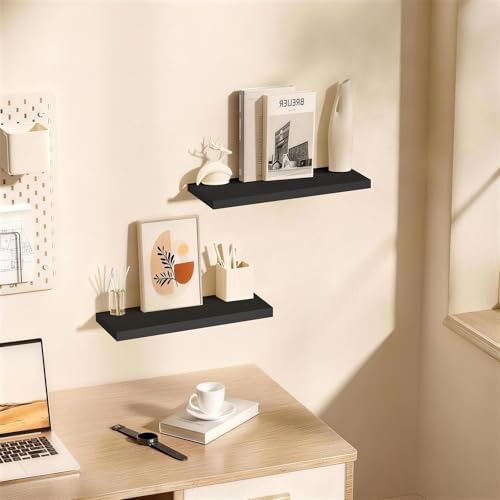 BAYKA Black Floating Shelves 22.5in, Set of 2, Wall Mounted for Wall Decor - Image 4