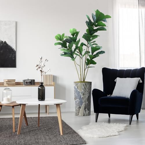 Artificial Tree in Modern Planter, Fake Ficus Lyrata Silk Tree for Indoor and Outdoor Home Decoration - 66" Overall Tall (Plant Pot Plus Tree) by SIGNWIN