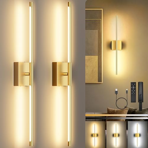 10000mAh Rechargeable Wall Lights, Gold, 29 Inch, 3CCT, 2 Pack by Unknown