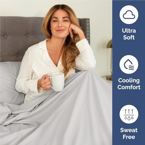 Full Size 4 Piece Sheet Set - Breathable & Cooling Sheets - French Grey - Image 4