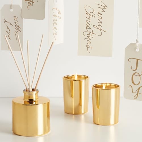 Thymes Frasier Fir Reed Diffuser Set – Includes Reeds, Fragrance Oil, and Frosted Glass Bottle – Fragrance Oil Diffuser – Room Fresheners – Luxury Home Decor – Gold (Gilded, 4 fl oz) (Pack of 2) - Image 2