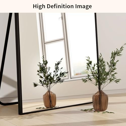 Easly 40"X86" Full Length Mirror with Stand, Black Large Floor Mirror - Image 7
