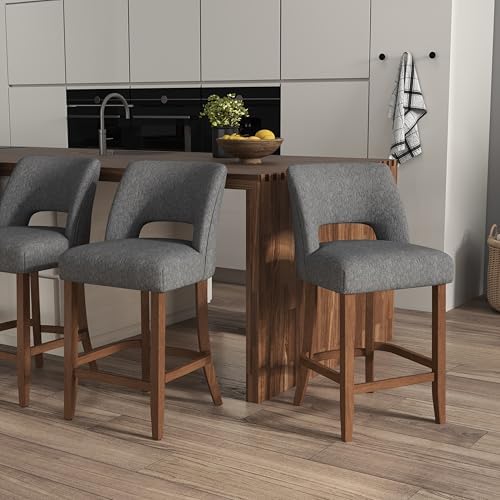 VKNOW Bar Stools Set of 2, 26" Fabric Counter Height Bar Stools, Charcoal - Image 7