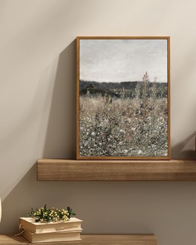 InSimSea Framed Wall Art Vintage Decor, Wildflower Field Meadow, 12x16In - Image 3