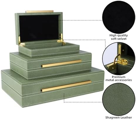 Shagreen Box, Decorative Storage Boxes with Lids, Faux Shagreen Decorative Box for Stacking Jewelry, Photo, Memory, Storage Boxes, Set of 3 - Image 3