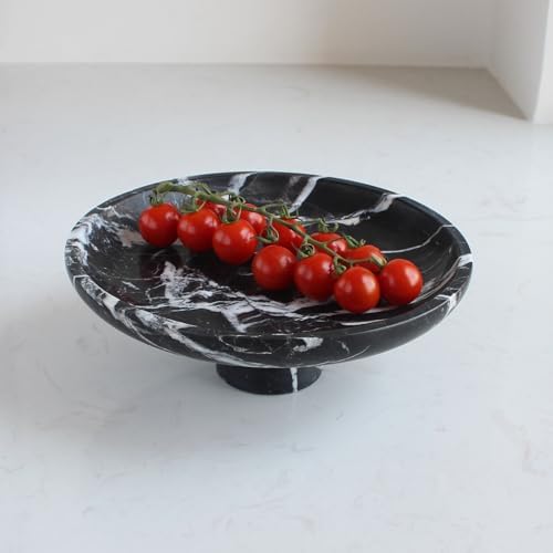 Nawgnail Natural Black Marble Fruit Bowl for Kitchen Counter 10.2", Large Decorative Bowl Pedestal for Home Decor, Fruits Holder For Dining Table - Kitchen Organization - Image 7